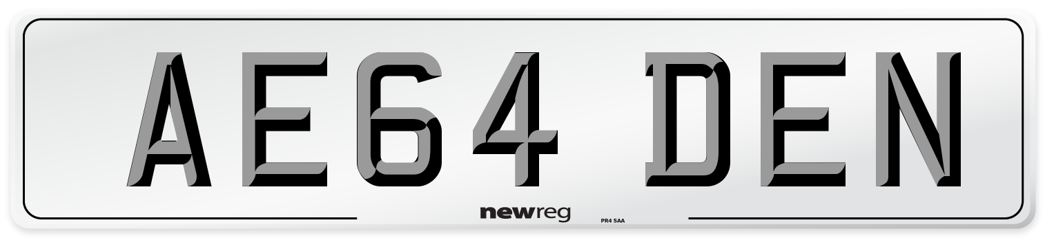 AE64 DEN Number Plate from New Reg